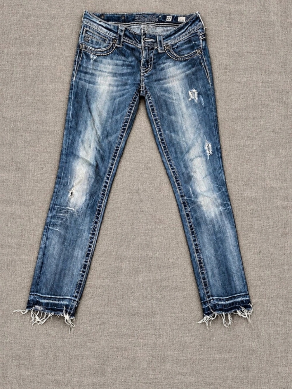 Miss Me Skinny Jeans Waist 27 Blue Distressed
